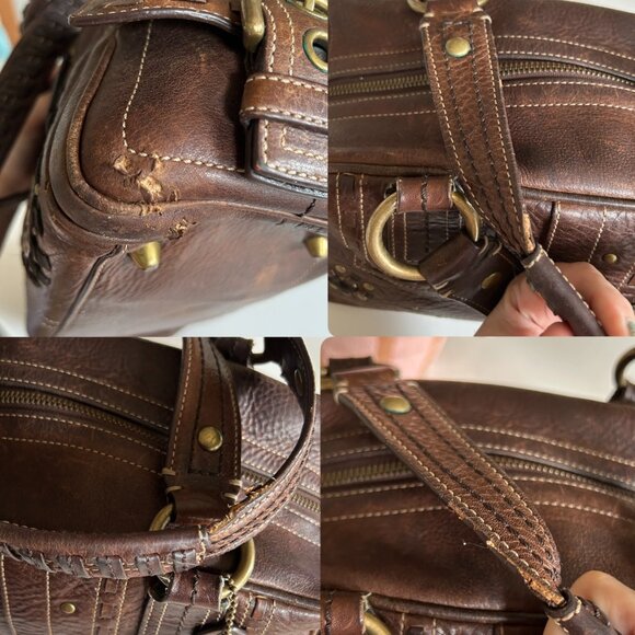 Vintage Y2K Coach Brown Pebbled Leather Mia Studded Satchel Bag Style 10064 - Picture 12 of 13